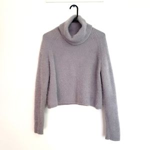 Cheap Monday Gray Sweater Boxy Turtleneck Fuzzy Crop Loose Womens XS
